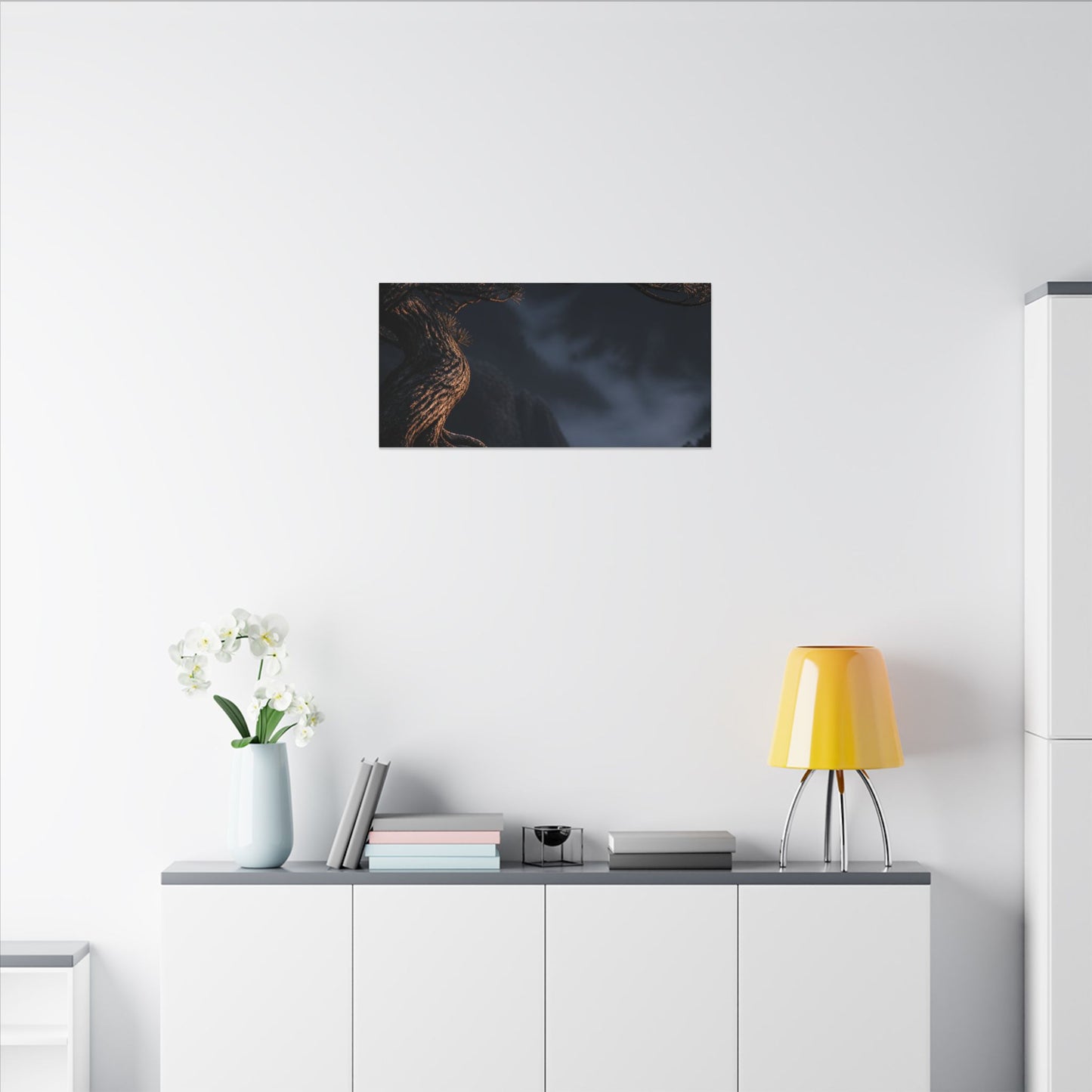 Bold Pine Tree Canvas Art - Shadow Zen Dark Japandi
