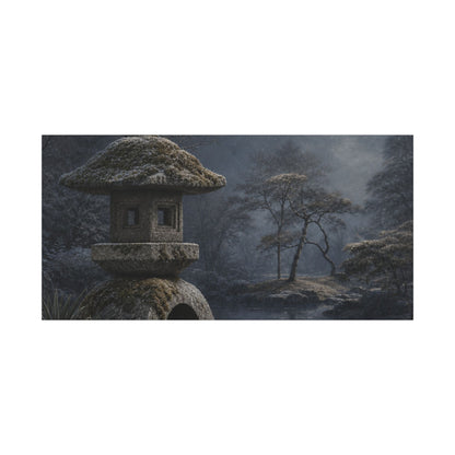 Stone Lantern Canvas Art | Winter Japandi Japanese Pattern Art