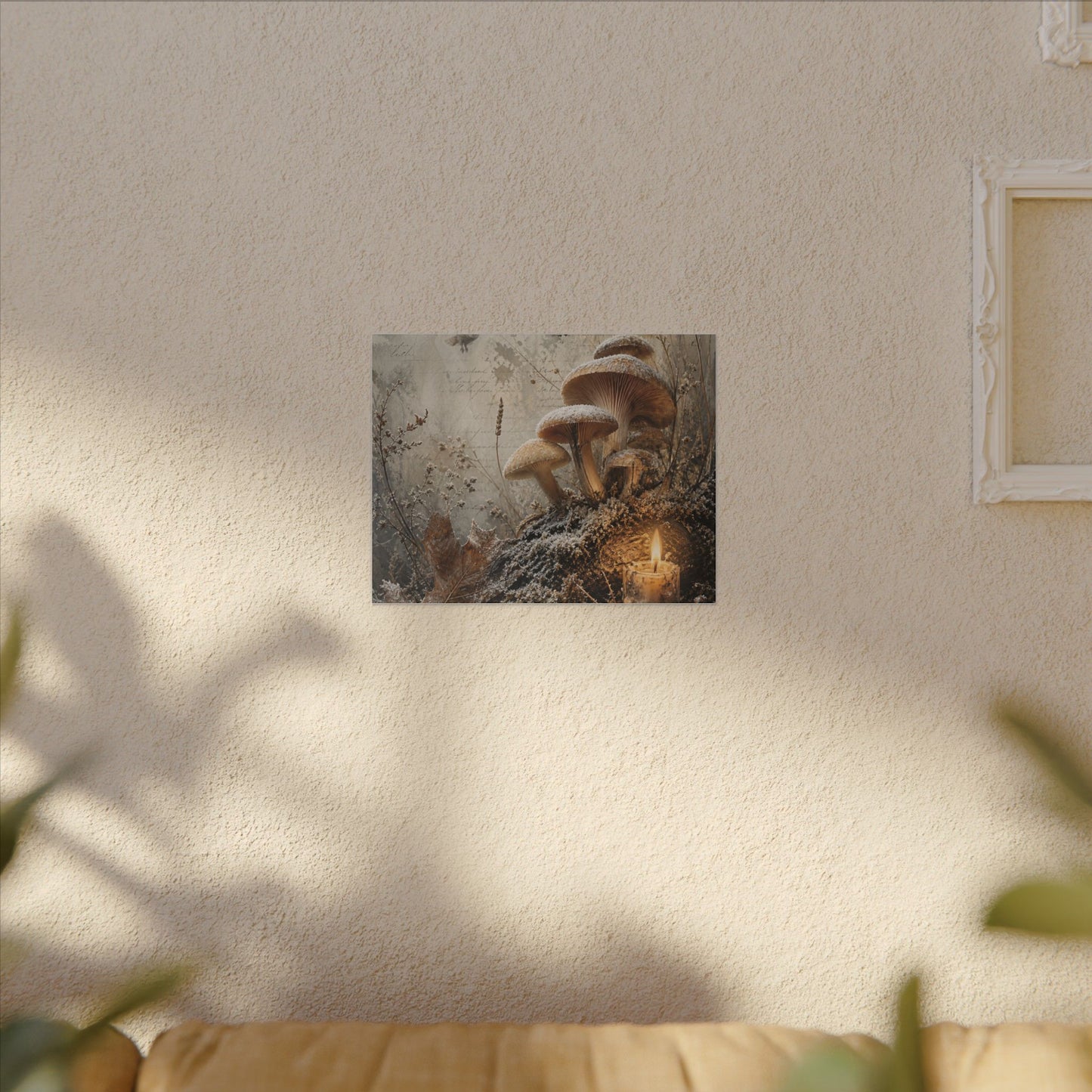 Wild Mushrooms Texture Canvas Art | Elegant Japandi Art