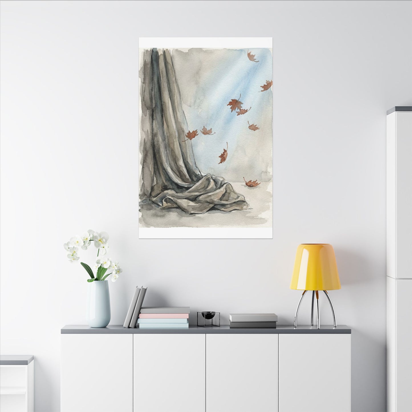 Ma Silk Drape Canvas Art - Japandi Watercolor