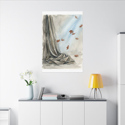 Ma Silk Drape Canvas Art - Japandi Watercolor