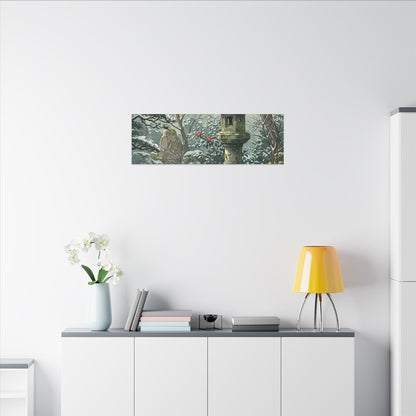 Stone Lantern Winter Canvas Art | Japandi Warm Design