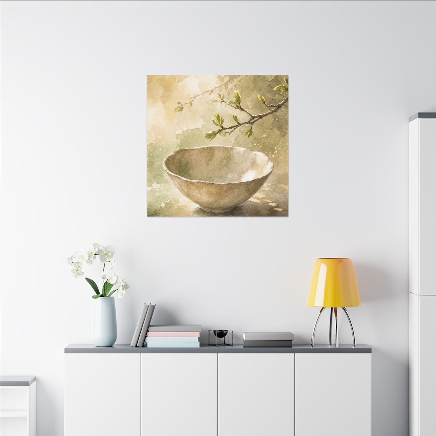 Warm Ceramic Bowl Canvas Art - Watercolor Japandi
