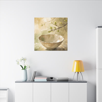 Warm Ceramic Bowl Canvas Art - Watercolor Japandi