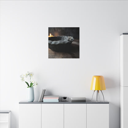 Ceramic Bowl Canvas Art | Winter Dark Japandi Shadow Zen Art