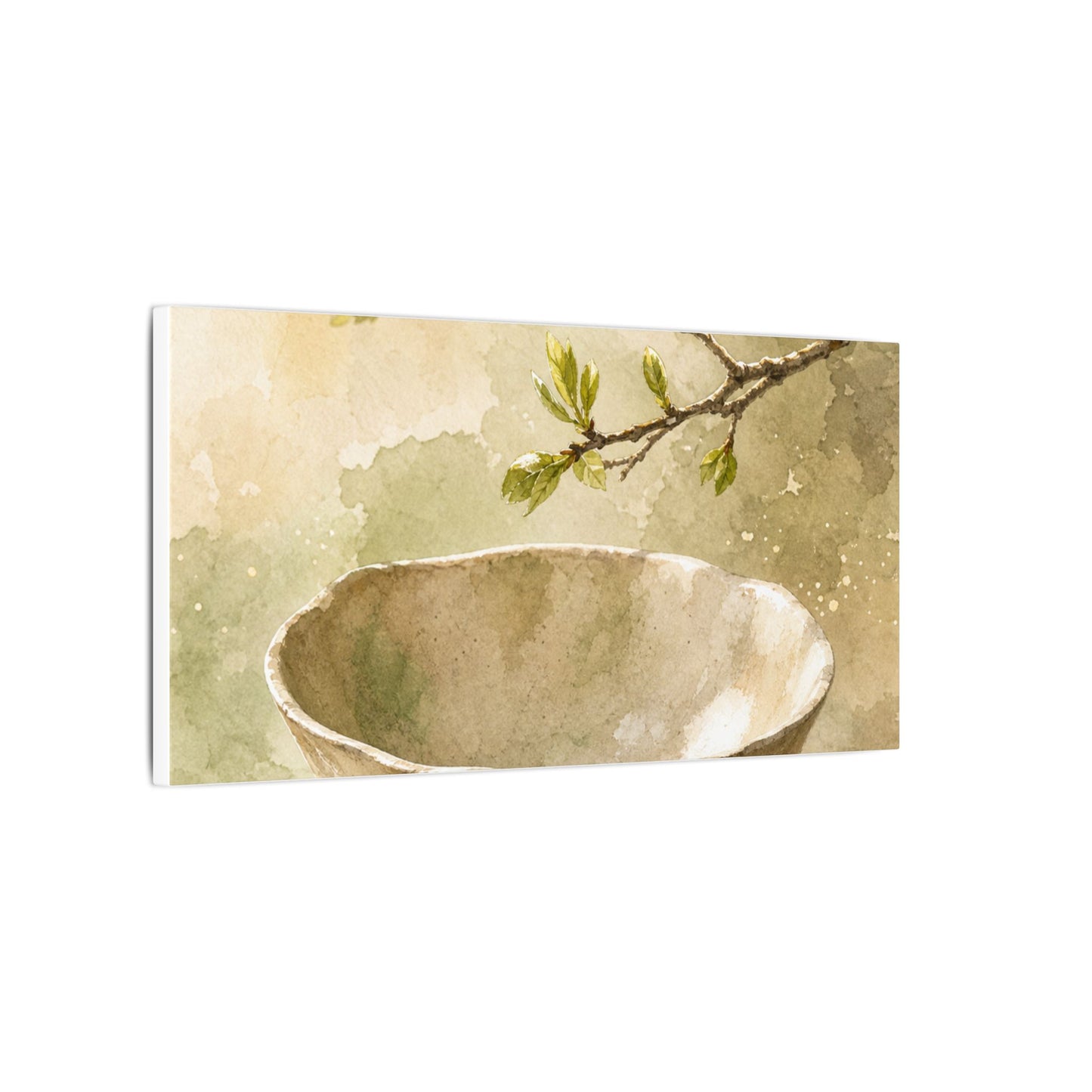 Warm Ceramic Bowl Canvas Art - Watercolor Japandi