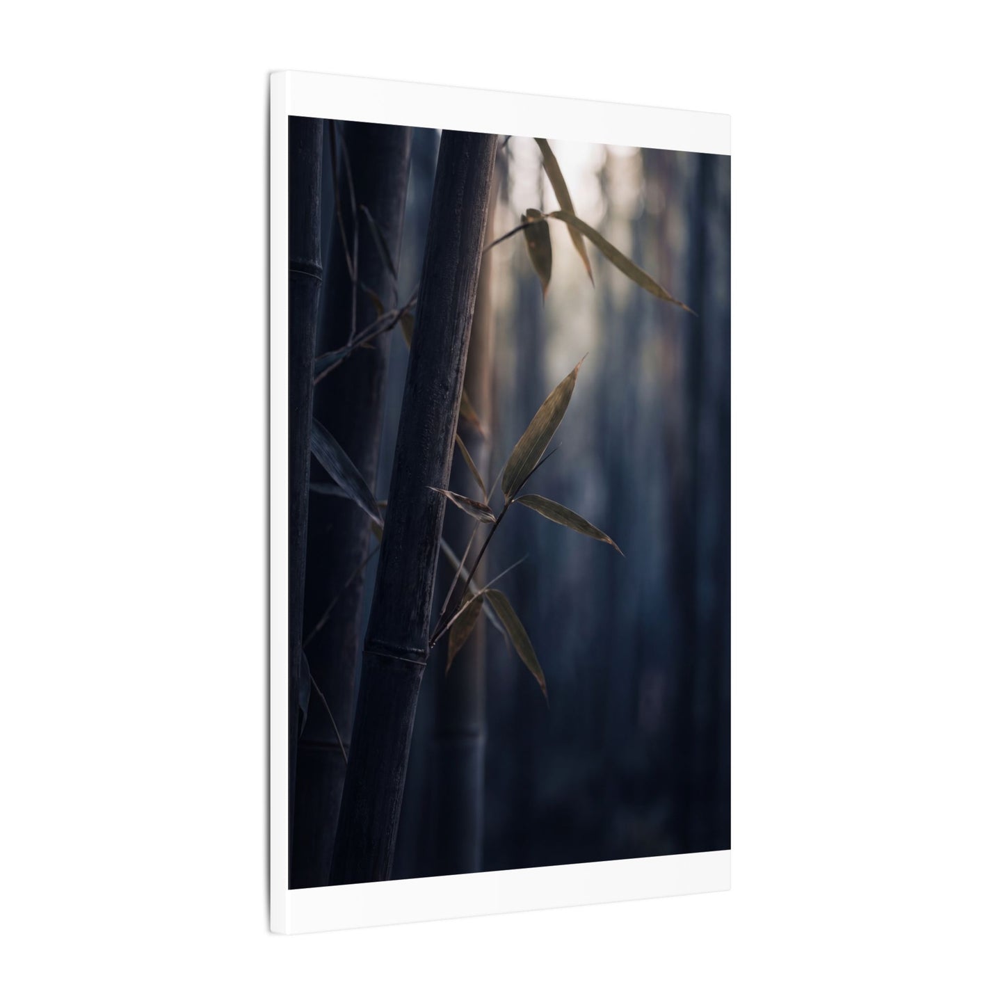 Dark Japandi Bamboo Grove in Dawn | Moody Minimal Canvas Art