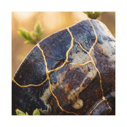 Fukinsei Rust Patina Canvas Art - Kintsugi Gold Repair