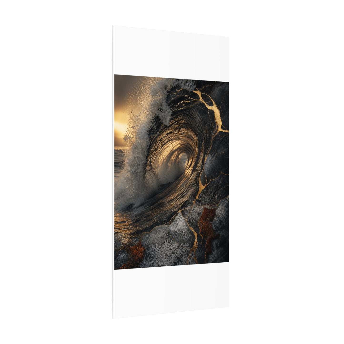 Kanso Ocean Wave Canvas Art - Kintsugi Gold Vein