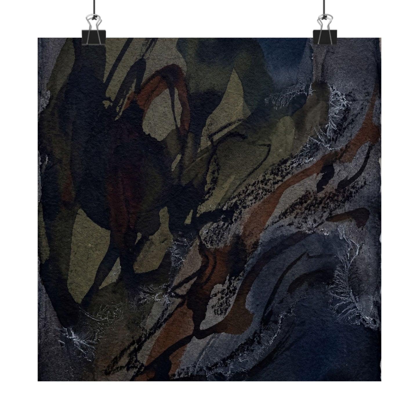 Dark Japandi Shadow Play in Overcast | Charcoal Ink Wall Art Print Art Print