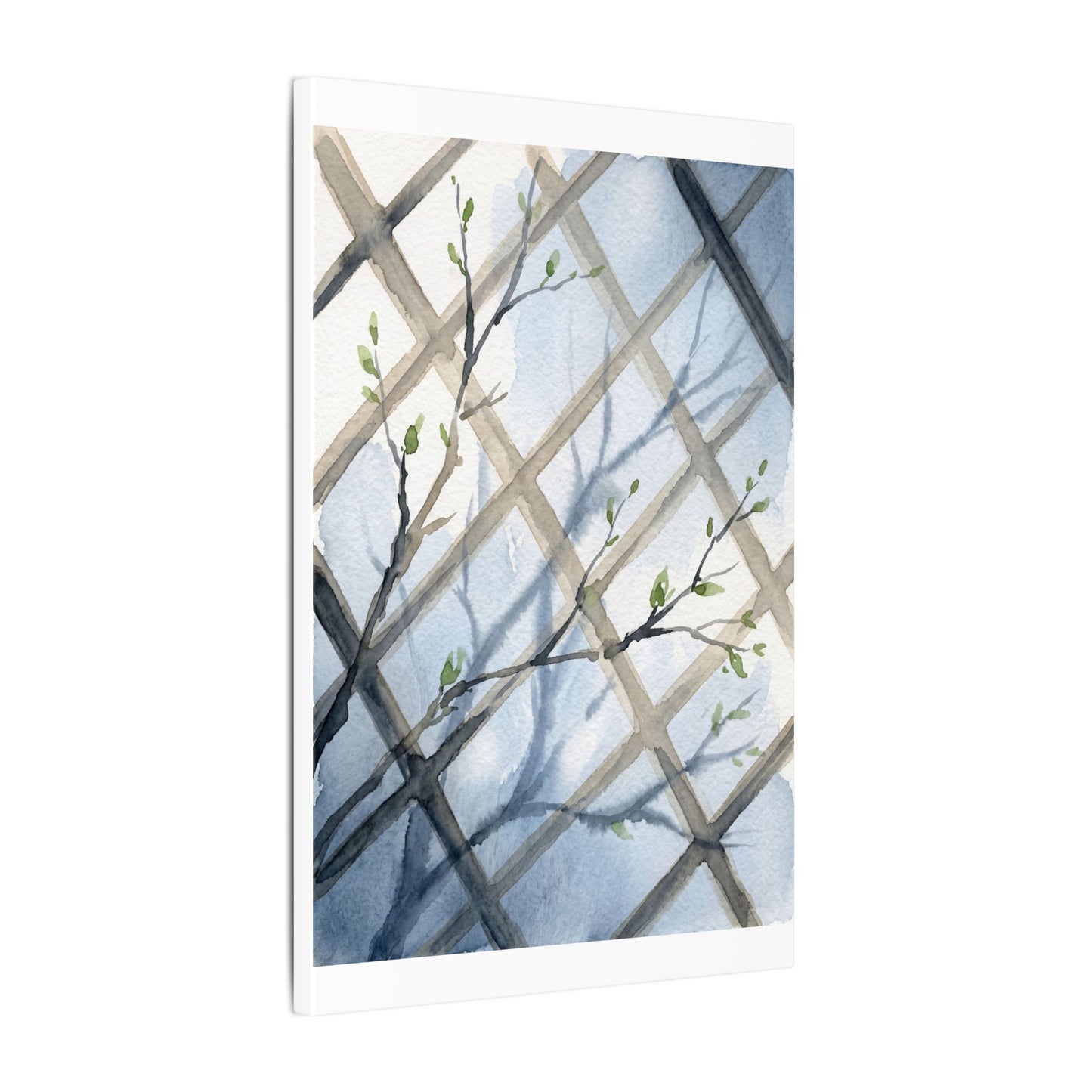 Shoji Screen Canvas Art | Spring Japandi Watercolor Art