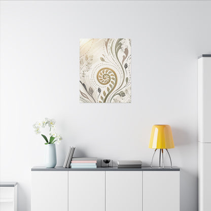 Japandi Fern Unfurling in Golden Hour | Japanese Pattern Canvas Art