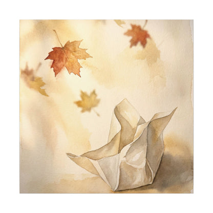 Japandi Paper Fold in Golden Hour | Watercolor Canvas Art