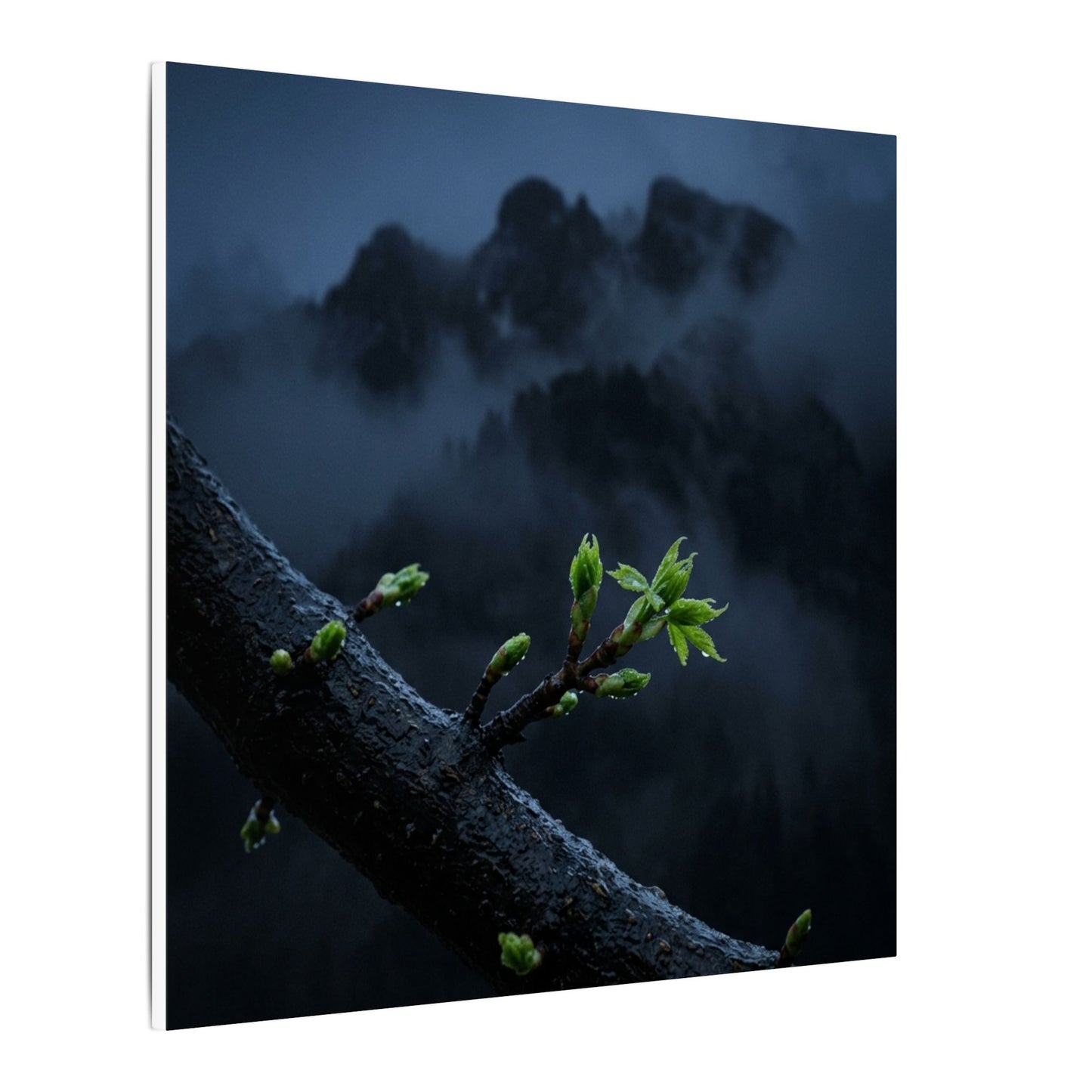 Moonlight Mountain Mist Canvas Art - Dark Japandi Kanso