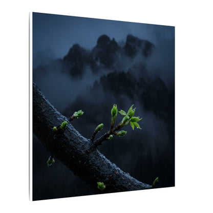 Moonlight Mountain Mist Canvas Art - Dark Japandi Kanso