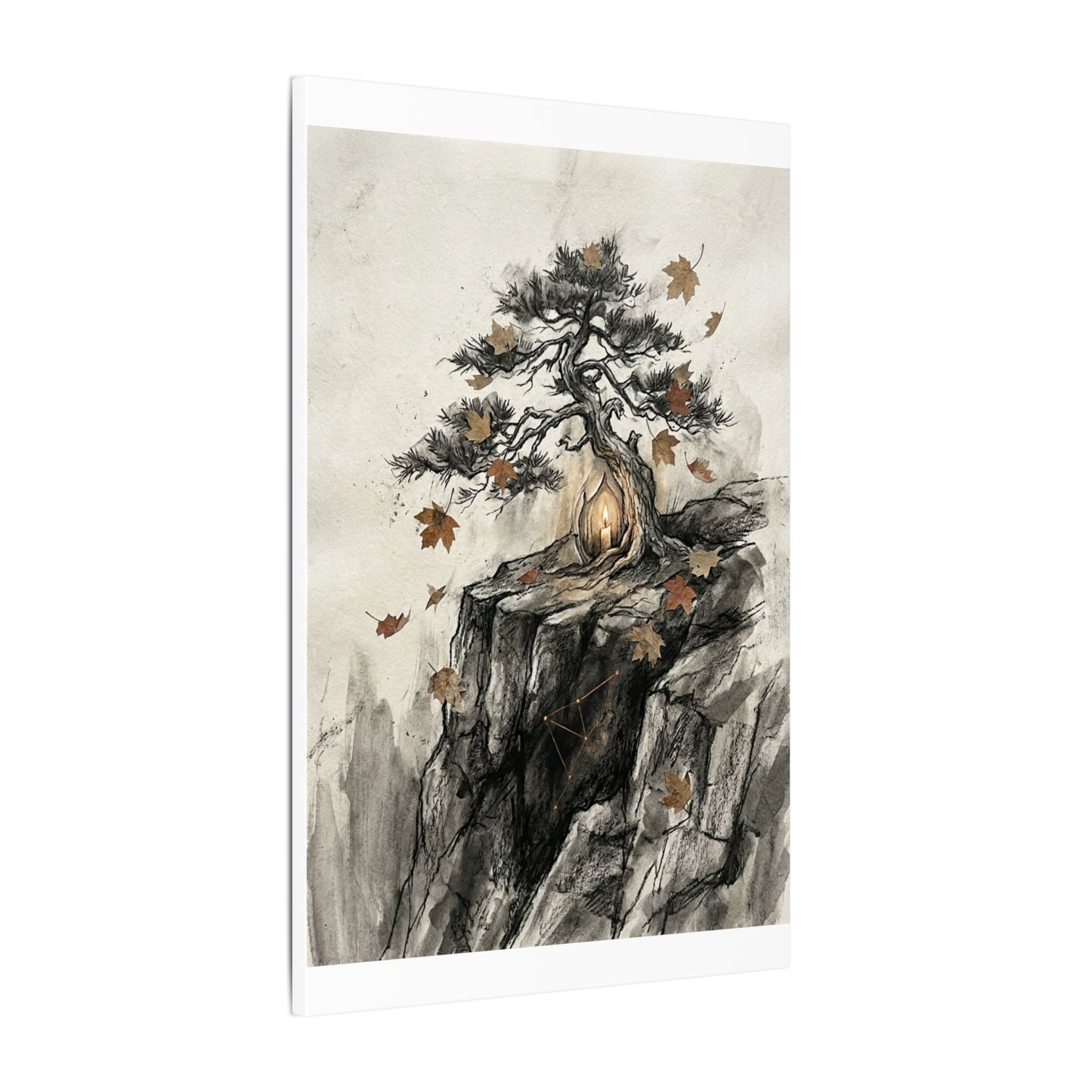 Pine Tree Autumn Canvas Art | Japandi Earthy Design