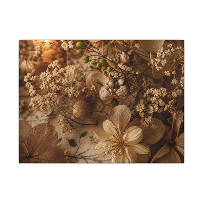 Spring Dried Flowers Japanese Pattern Canvas Art | Earthy Decor