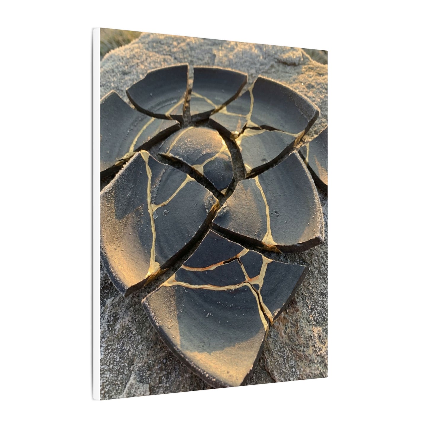 Broken Pottery Winter Canvas Art | Kintsugi Resilient Design