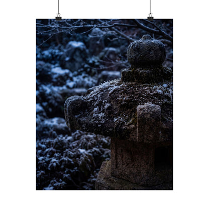 Winter Stone Lantern Shadow Zen Wall Art Print | Atmospheric Decor Art Print