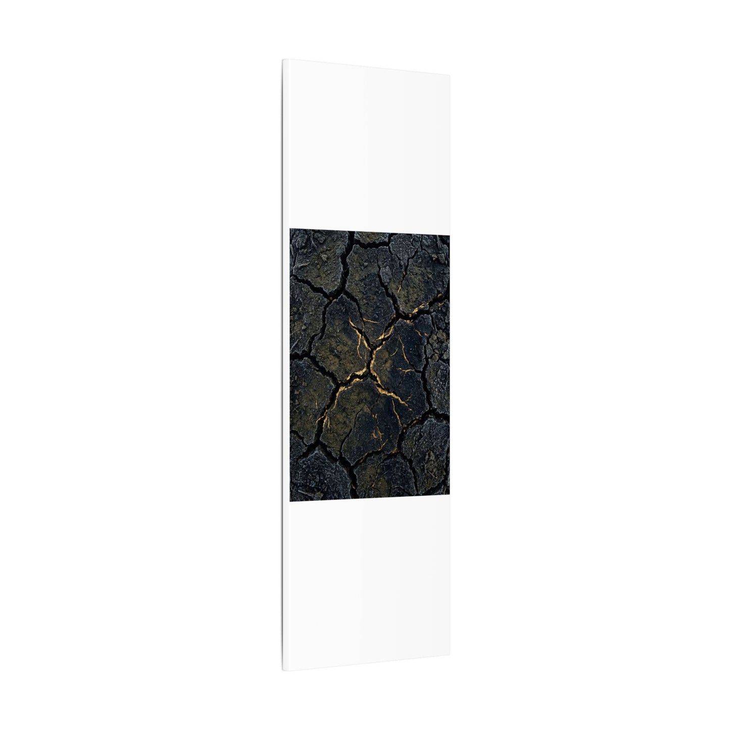Overcast Cracked Earth Canvas Art - Dark Japandi Ma