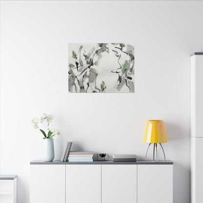 Zen Ink Brushstroke in Overcast | Sumi E Canvas Art