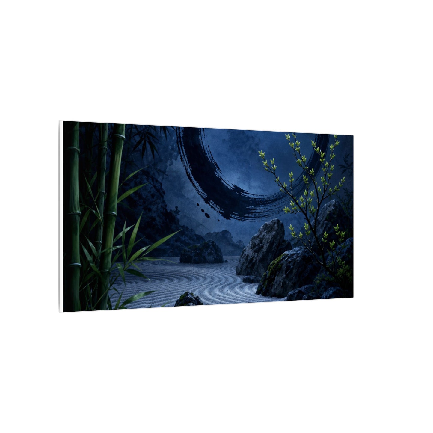 Serene Rock Garden Canvas Art - Enso Zen