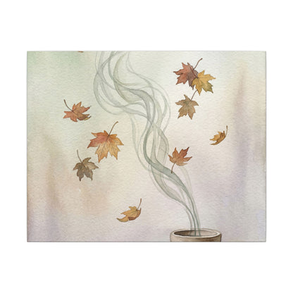 Incense Smoke Canvas Art | Autumn Japandi Watercolor Art Art Print
