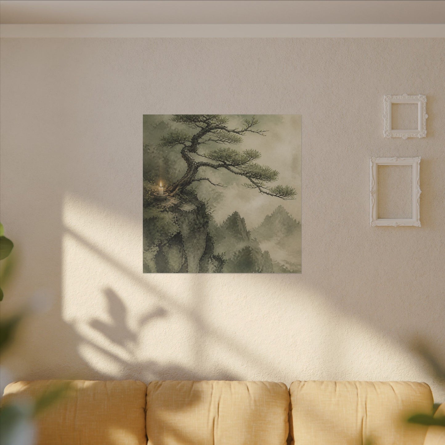Candlelight Pine Tree Canvas Art - Japandi Kanso