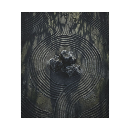 Moody Rock Garden Canvas Art - Dark Texture Dark Japandi