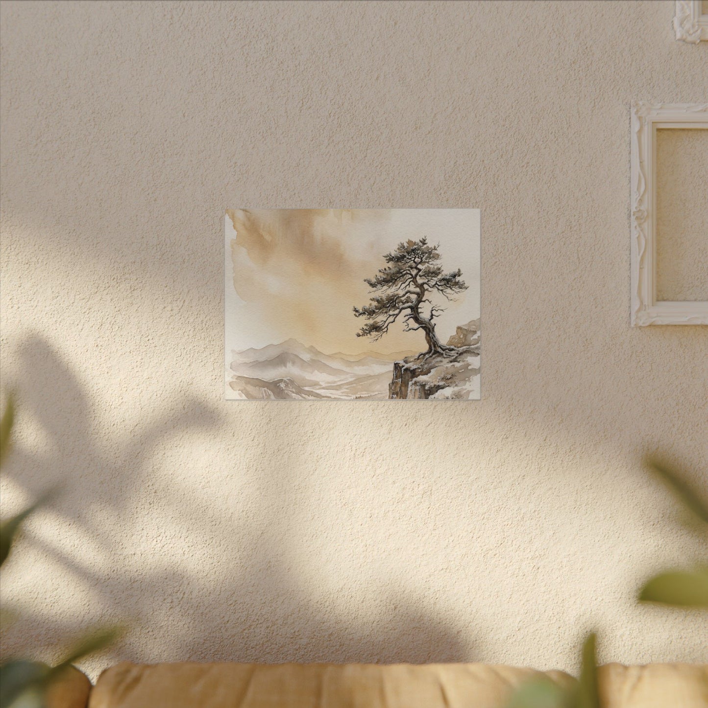 Pine Tree Canvas Art | Winter Japandi Watercolor Art