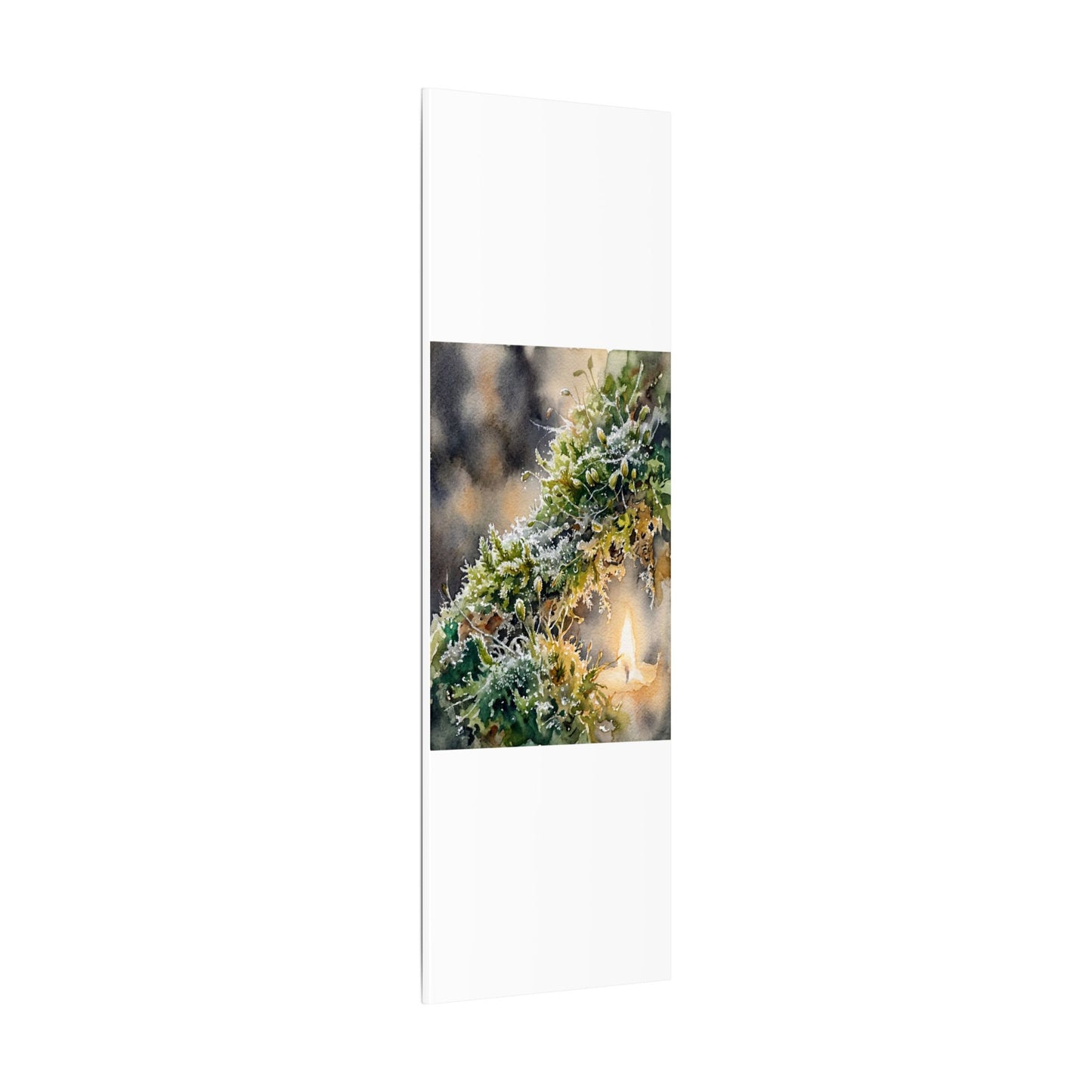 Winter Moss Close Up Watercolor Canvas Art | Neutral Decor