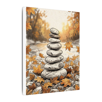 Earthy River Stones Canvas Art - Minimal Line Japandi