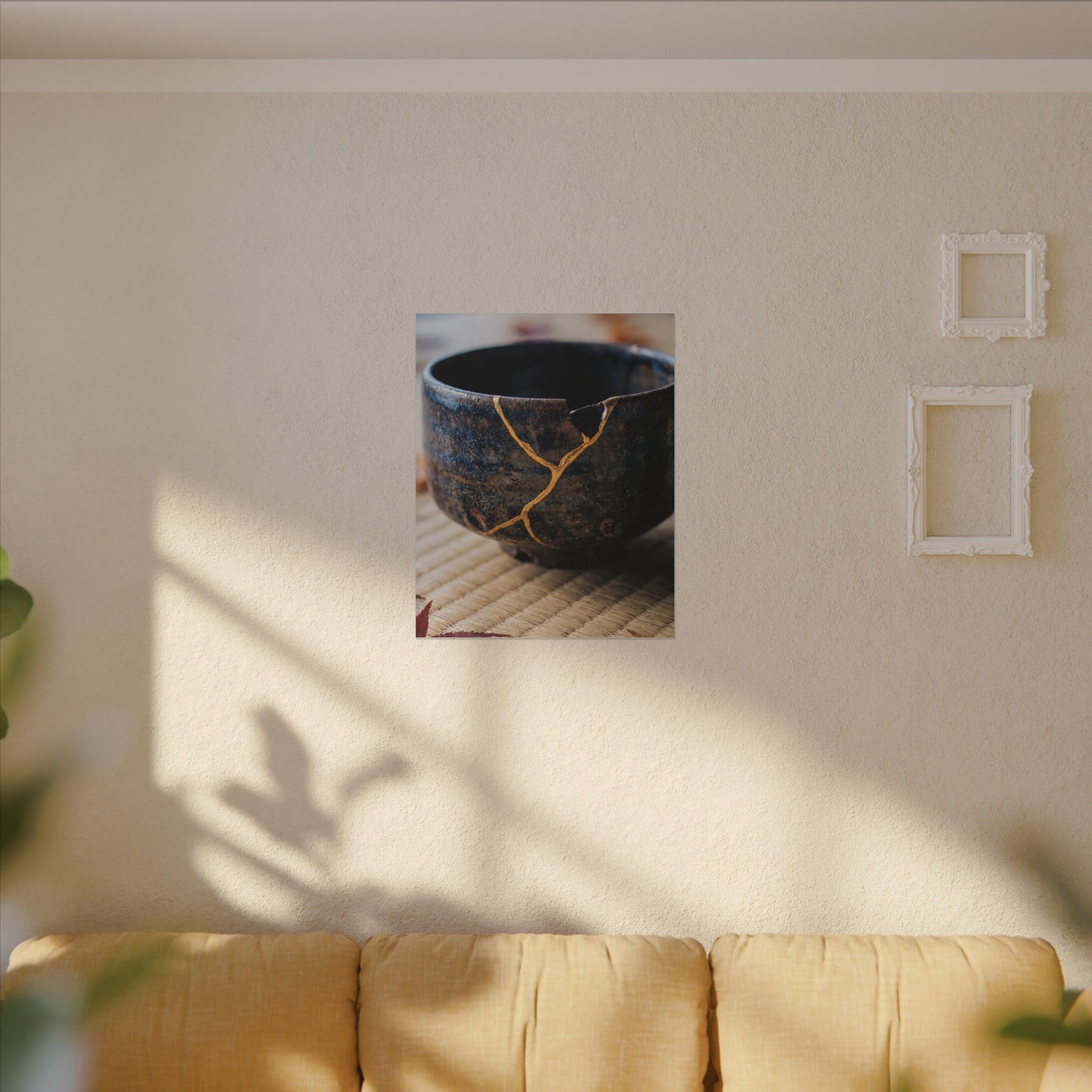 Tea Ceremony Autumn Canvas Art | Kintsugi Healing Design