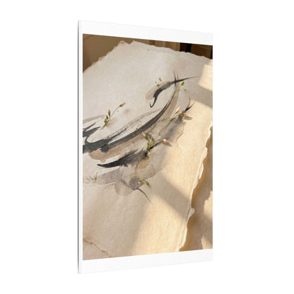 Ink Brushstroke Watercolor Canvas Art | Neutral Japandi Art