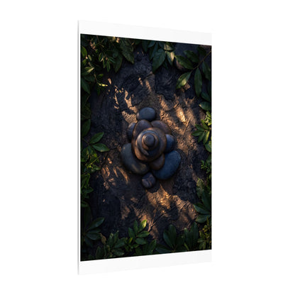 Ma River Stones Canvas Art - Dark Japandi Dark Texture