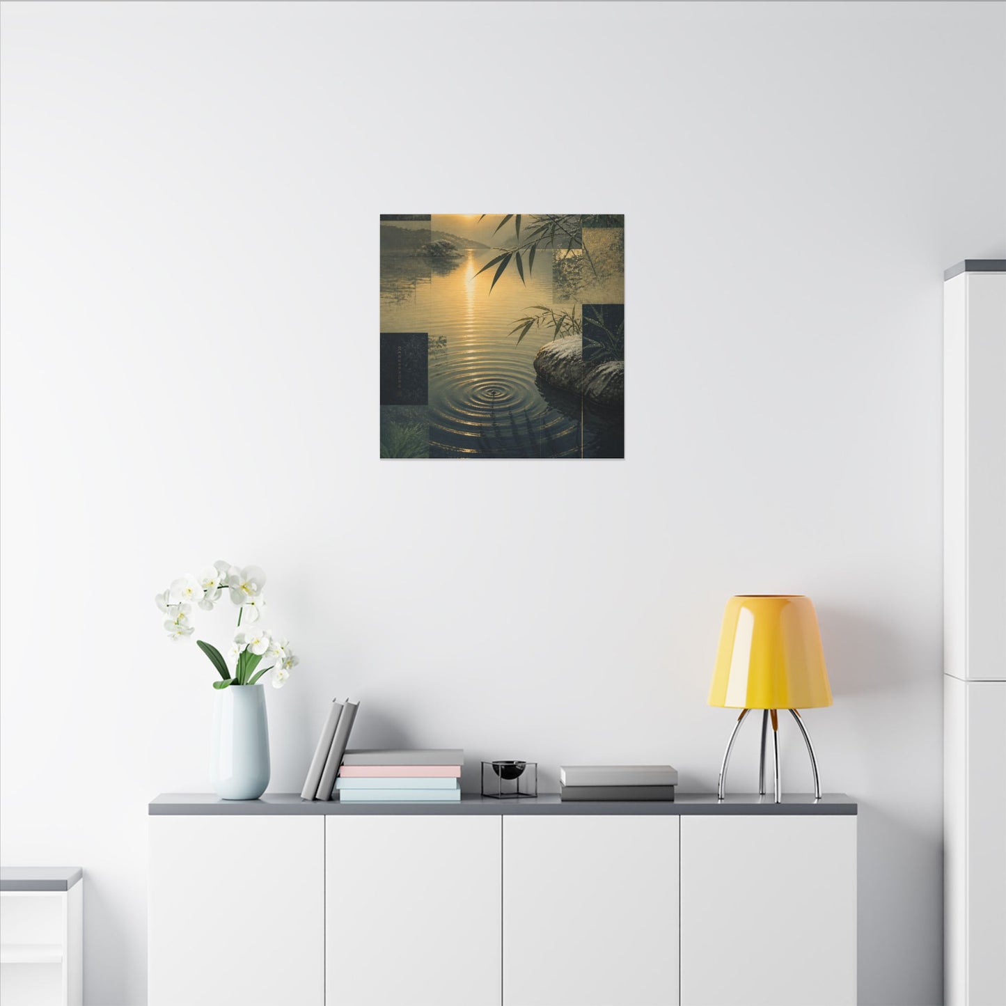 Zen Water Ripple in Golden Hour | Ukiyo E Inspired Canvas Art
