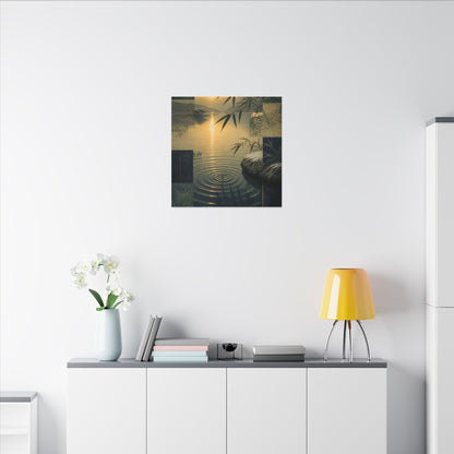 Zen Water Ripple in Golden Hour | Ukiyo E Inspired Canvas Art