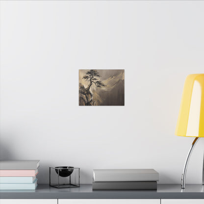 Pine Tree Charcoal Ink Canvas Art | Luxurious Dark Japandi Art