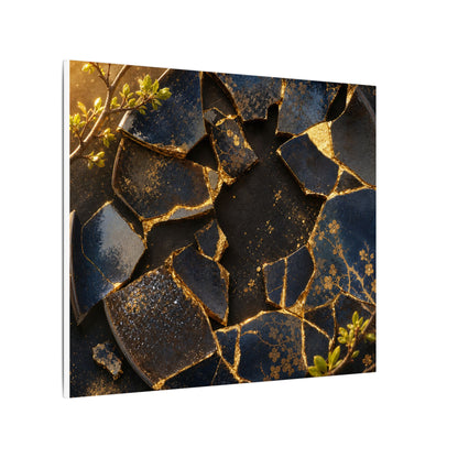 Golden Hour Broken Pottery Canvas Art - Kintsugi Ma