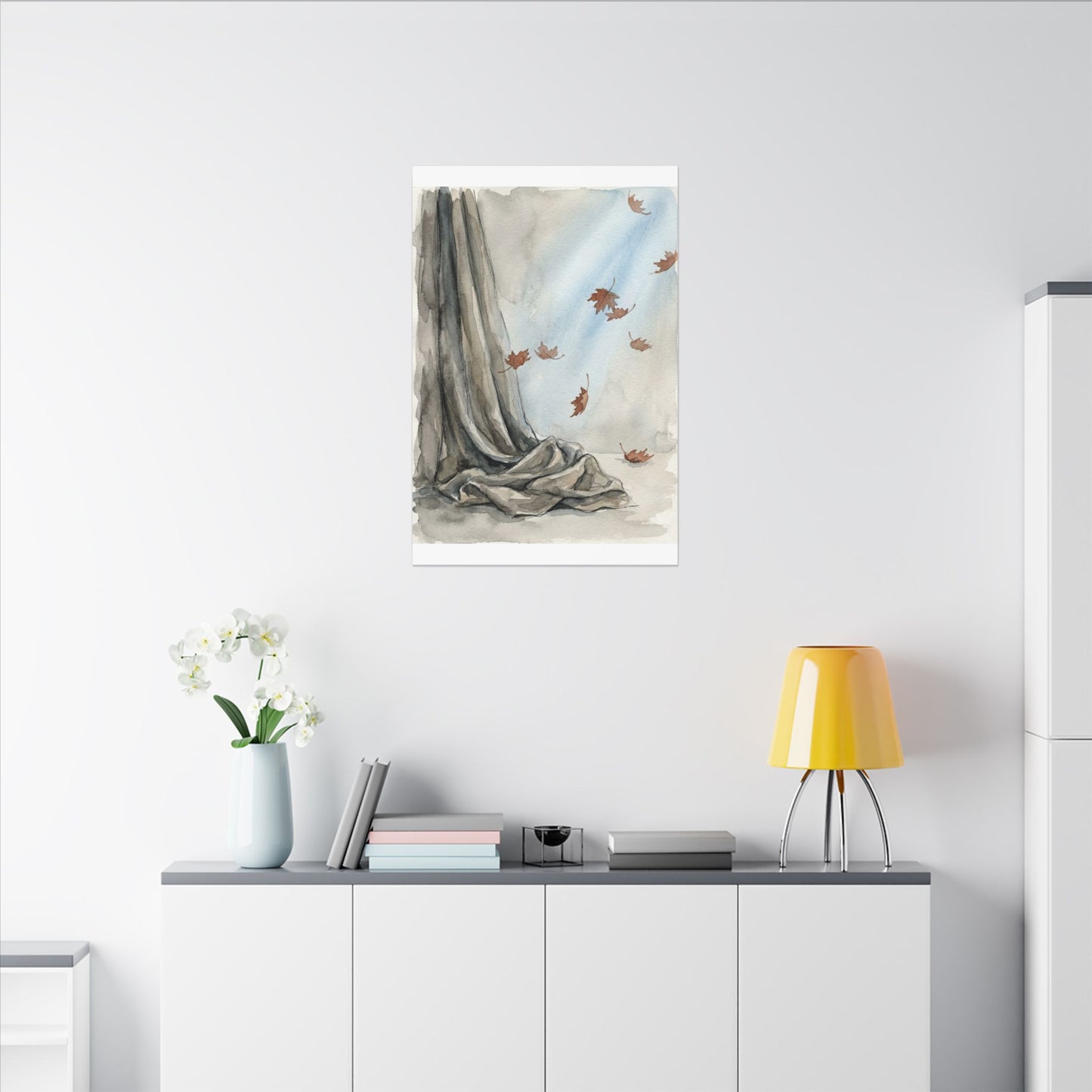 Ma Silk Drape Canvas Art - Japandi Watercolor