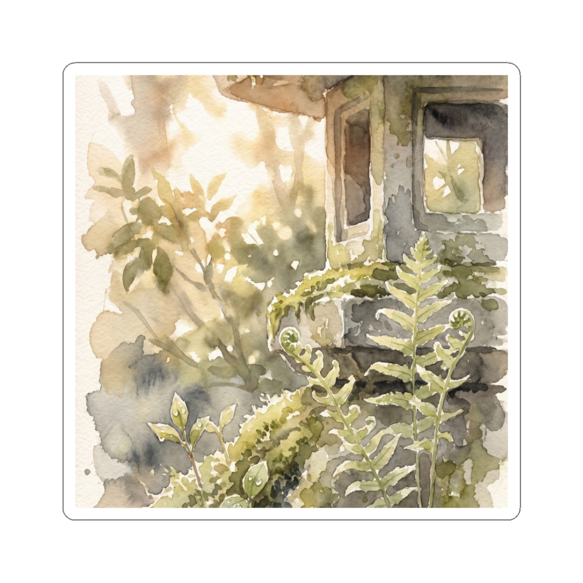 Golden Hour Stone Lantern Sticker - Japandi Seijaku
