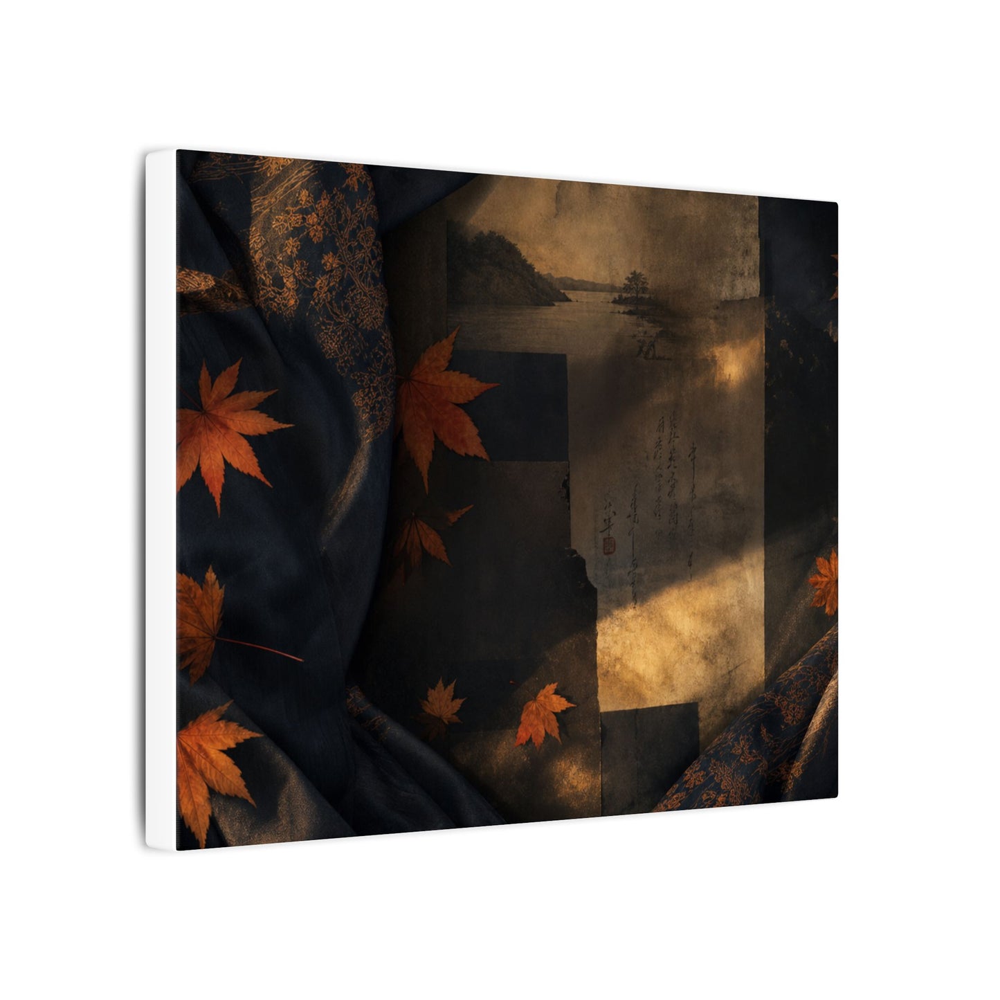 Autumn Silk Drape Shadow Zen Canvas Art | Bold Decor