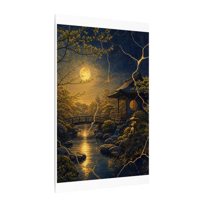 Spring Moonlit Garden Gold Vein Canvas Art | Resilient Decor