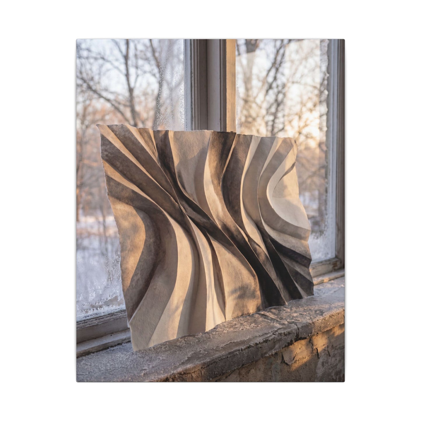 Mono No Aware Paper Fold Canvas Art - Japandi Minimal Line