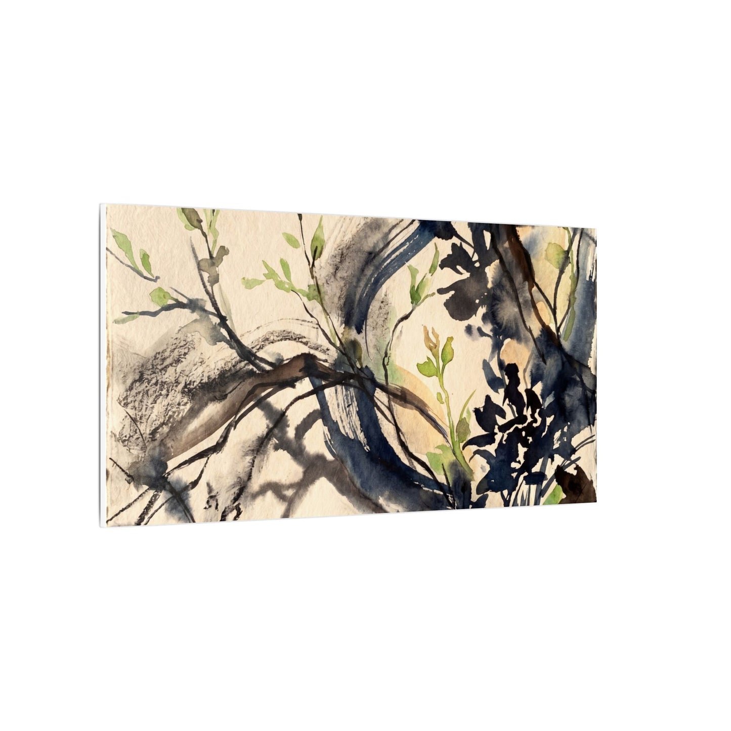 Ma Shadow Play Canvas Art - Dark Japandi Charcoal Ink