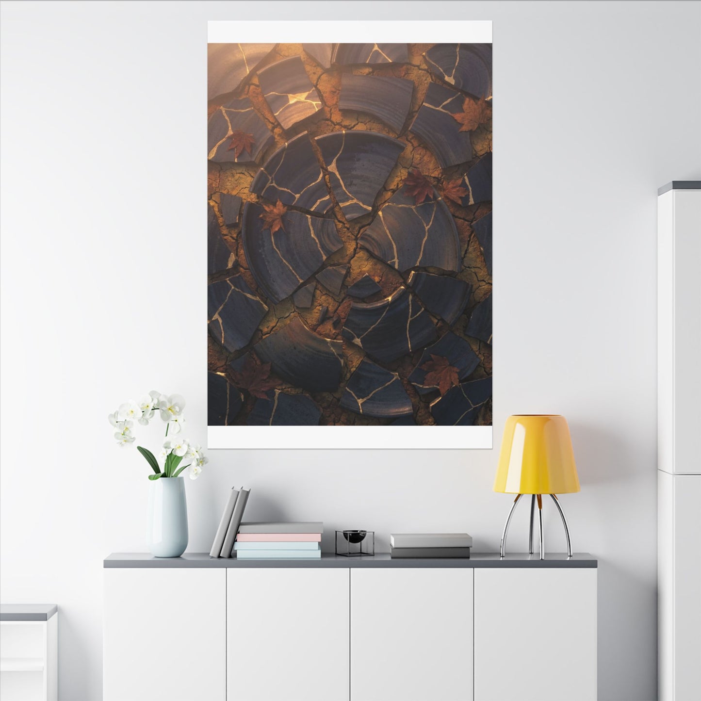 Autumn Cracked Earth Gold Repair Canvas Art | Philosophical Decor