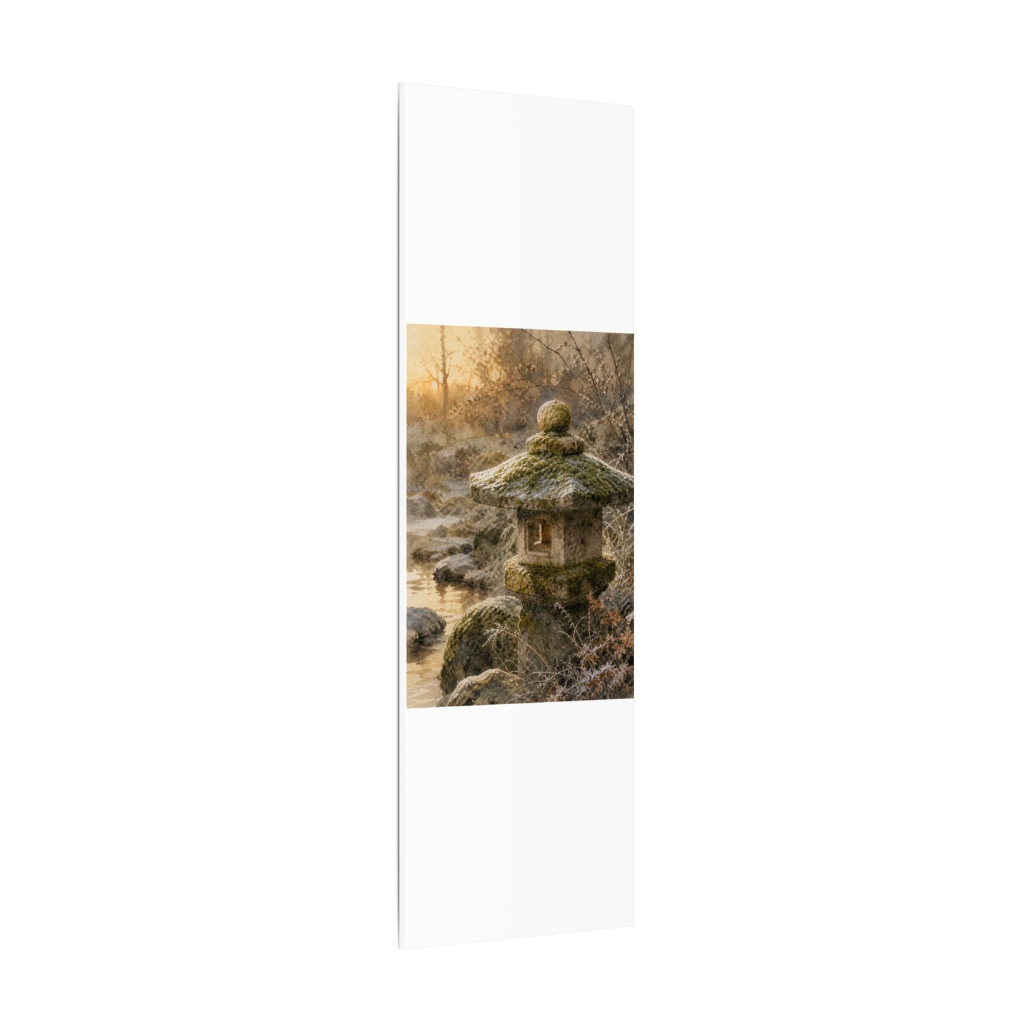 Winter Stone Lantern Watercolor Canvas Art | Earthy Decor