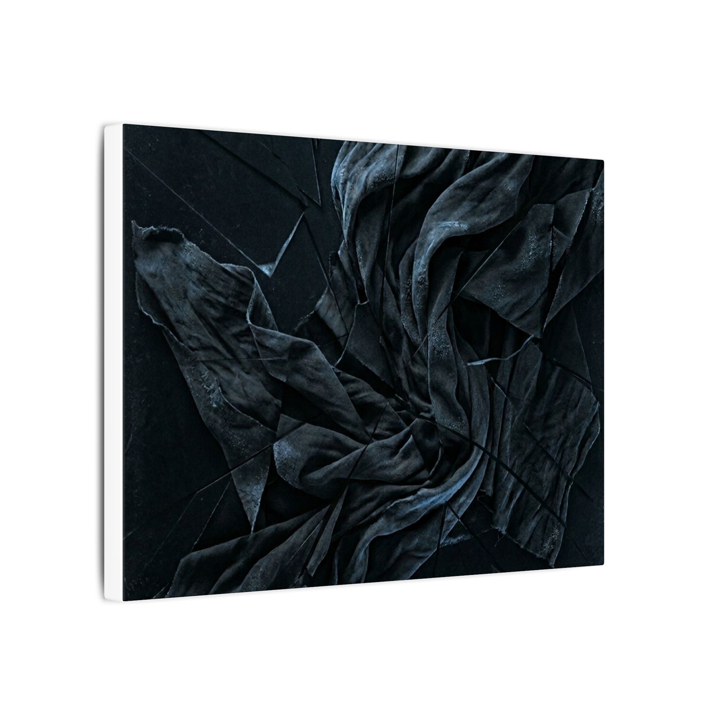 Dark Japandi Silk Drape in Moonlight | Moody Minimal Canvas Art