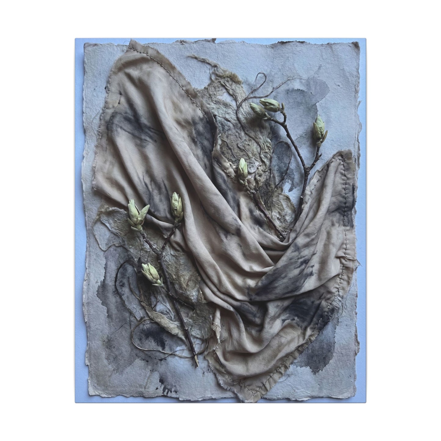 Japandi Silk Drape in Moonlight | Texture Canvas Art