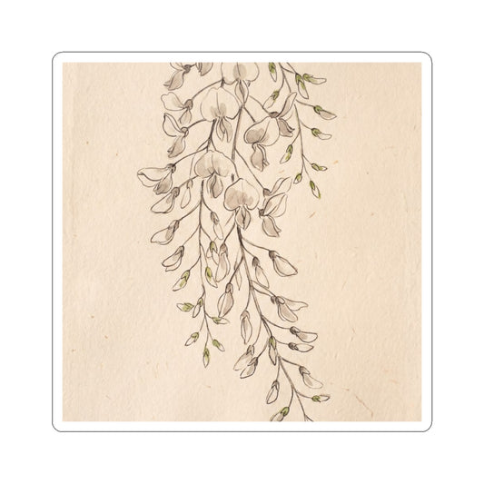 Wisteria Minimal Line Sticker | Earthy Japandi Art Art Print